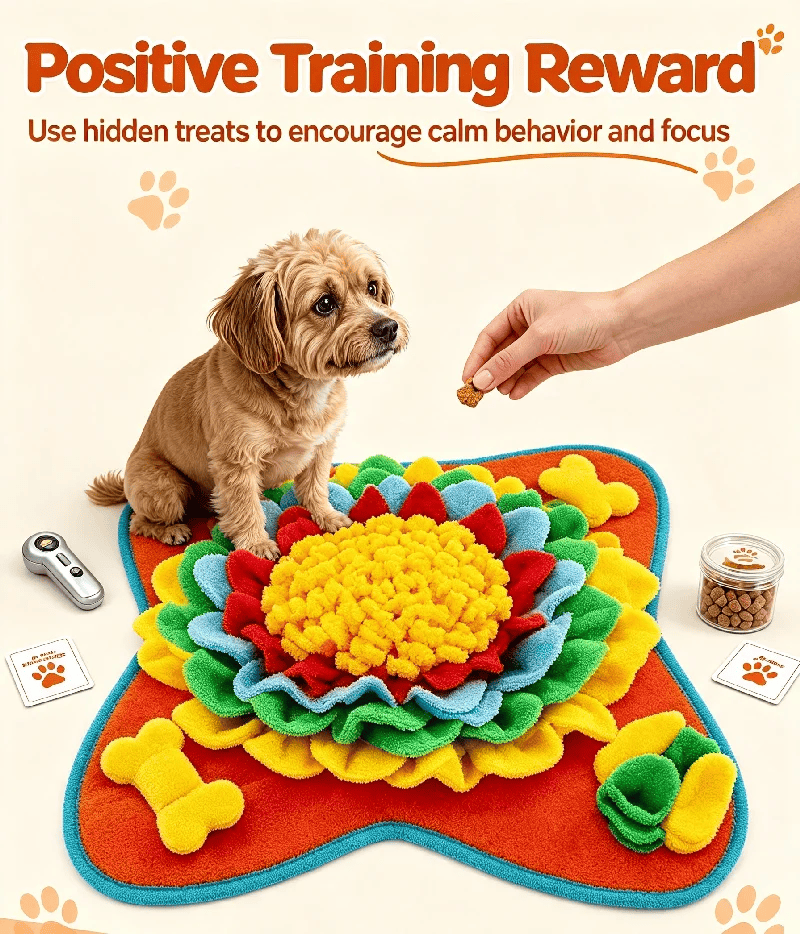 Snuffle Mat for Golden Retrievers - puppy training with treats on snuffle mat