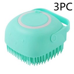 Shampoo-dispensing bath gloves for Golden Retrievers — teal silicone bath brush, 3 pack
