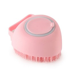 Shampoo-dispensing bath gloves for Golden Retrievers — pink silicone bath brush