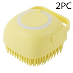 Shampoo-dispensing bath gloves for Golden Retrievers — yellow silicone bath brush, 2 pack