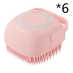 Shampoo-dispensing bath gloves for Golden Retrievers — pink silicone bath brush, 6 pack