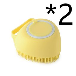 Shampoo-dispensing bath gloves for Golden Retrievers — yellow silicone bath brush, 2 pack
