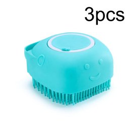 Shampoo-dispensing bath gloves for Golden Retrievers — teal silicone bath brush, 3 piece set