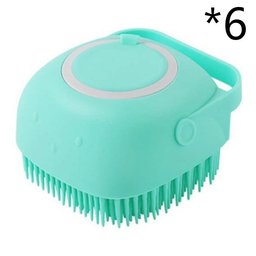 Shampoo-dispensing bath gloves for Golden Retrievers — teal silicone bath brush, 6 pack