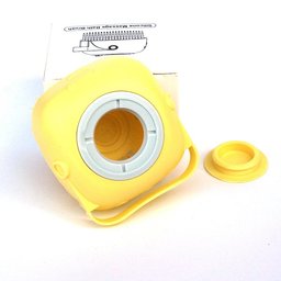 Shampoo-dispensing bath gloves for Golden Retrievers — yellow bath brush showing the open shampoo reservoir