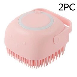 Shampoo-dispensing bath gloves for Golden Retrievers — pink silicone bath brush, 2 pack