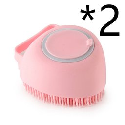 Shampoo-dispensing bath gloves for Golden Retrievers — pink silicone bath brush, 2 pack