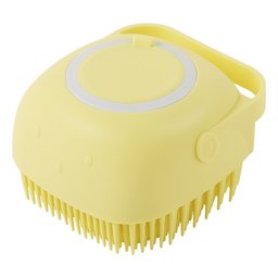 Shampoo-dispensing bath gloves for Golden Retrievers — yellow round silicone bath brush