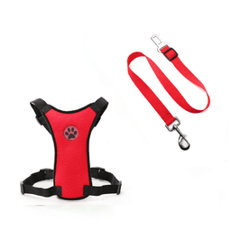 No-pull dog harness set for Golden Retrievers – red breathable mesh harness with matching leash
