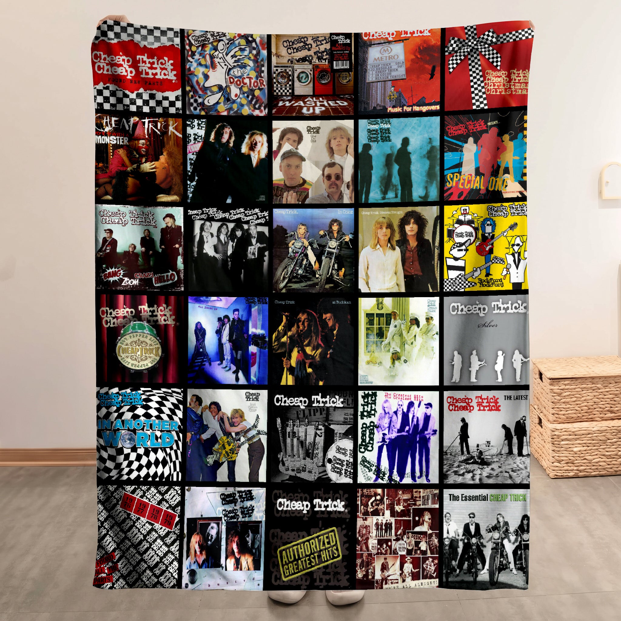 Cheap Trick Merch Albums Collage Sherpa Blanket Gift For Rock Music Lovers