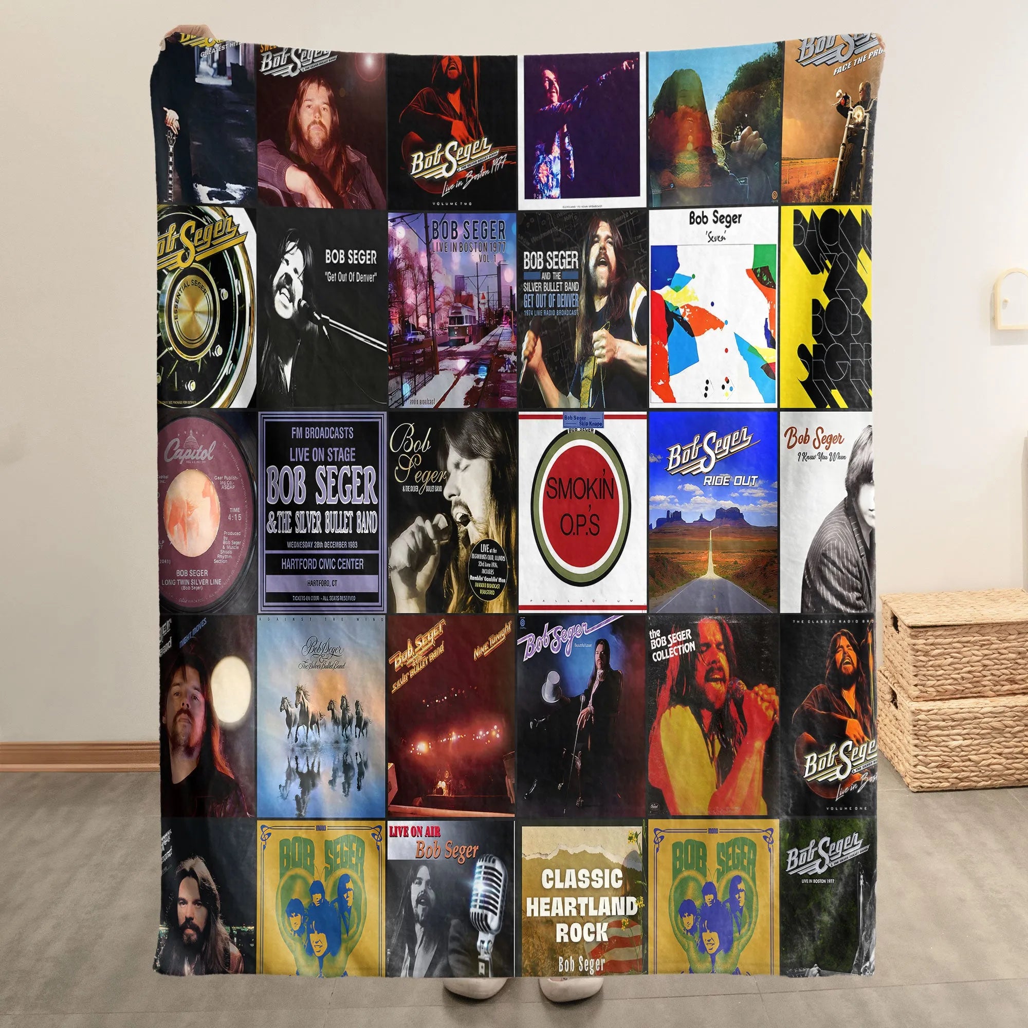 Bob Seger Merch Albums Collage Sherpa Blanket Gift For Heartland Rock Fans