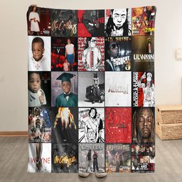 Lil Wayne Merch Albums Collage Sherpa Blanket Gift For Rap Enthusiasts