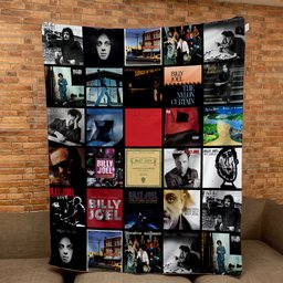 Billy Joel Merch Albums Collage Sherpa Blanket Gift For Piano Man Fans