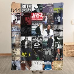 Jay-Z Merch Albums Collage Sherpa Blanket Gift For Rap Music Buffs