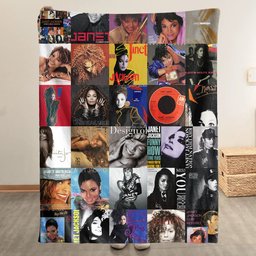 Janet Jackson Merch Albums Collage Sherpa Blanket Gift For R And B Lovers