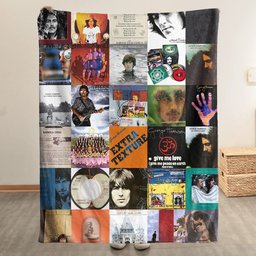 George Harrison Merch Albums Collage Sherpa Blanket Gift For Classic Rock Fans