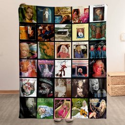 Dolly Parton Merch Albums Collage Sherpa Blanket Gift For Country Music Enthusiasts