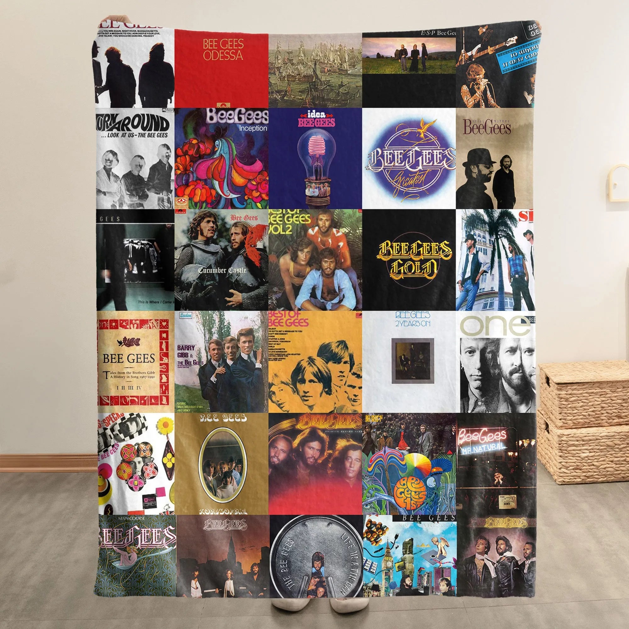 Bee Gees Merch Albums Collage Sherpa Blanket Gift For Disco Music Lovers