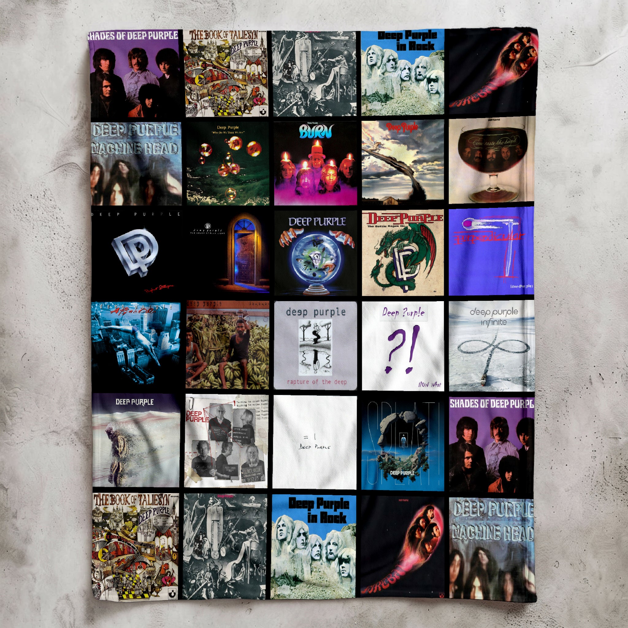 Deep Purple Merch Albums Cover Collage Sherpa Blanket Gift For Classic Rock Lovers