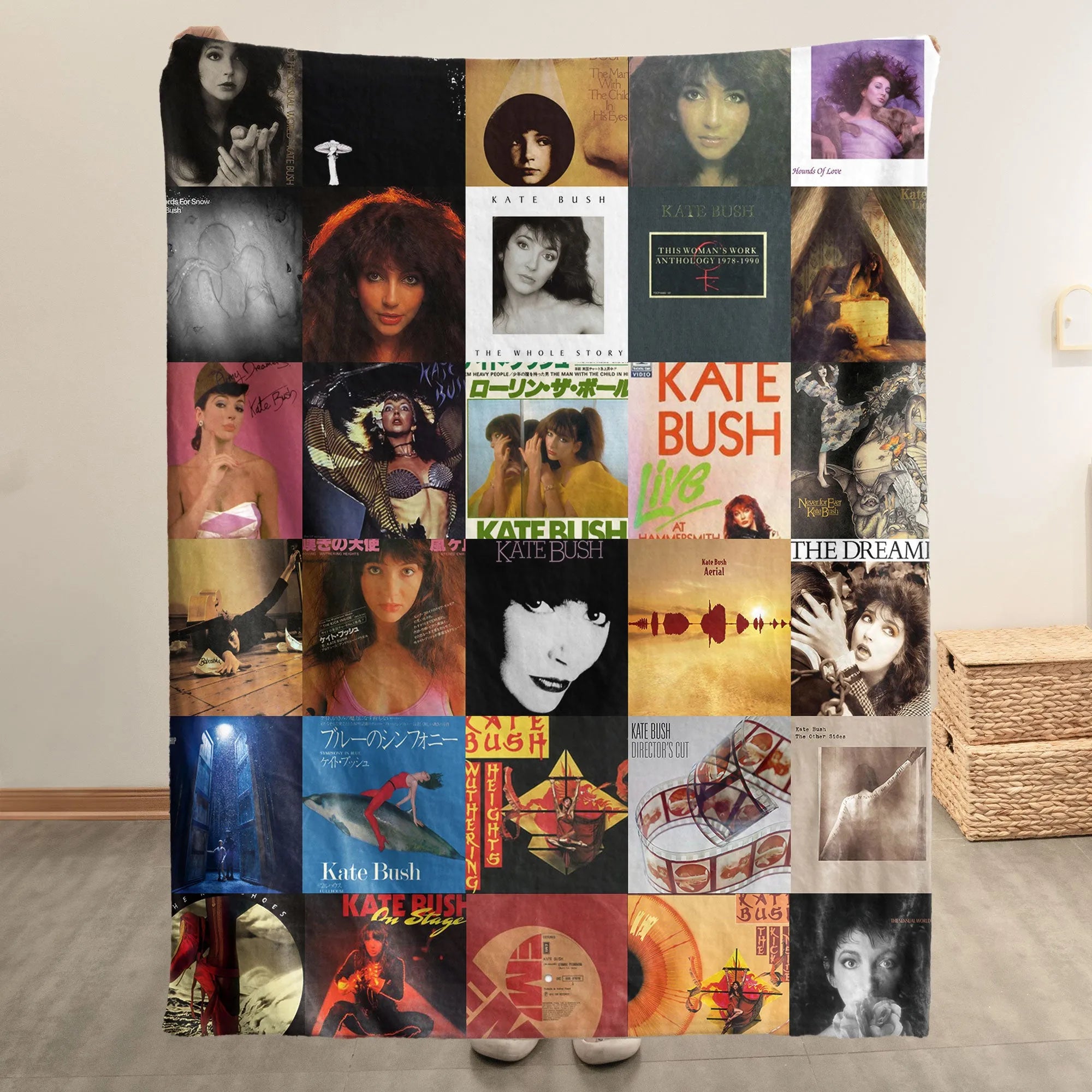 Kate Bush Merch Albums Collage Sherpa Blanket Gift For Art Pop Fans