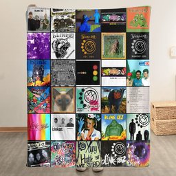 Blink-182 Merch Albums Collage Sherpa Blanket Gift For Pop Punk Fans