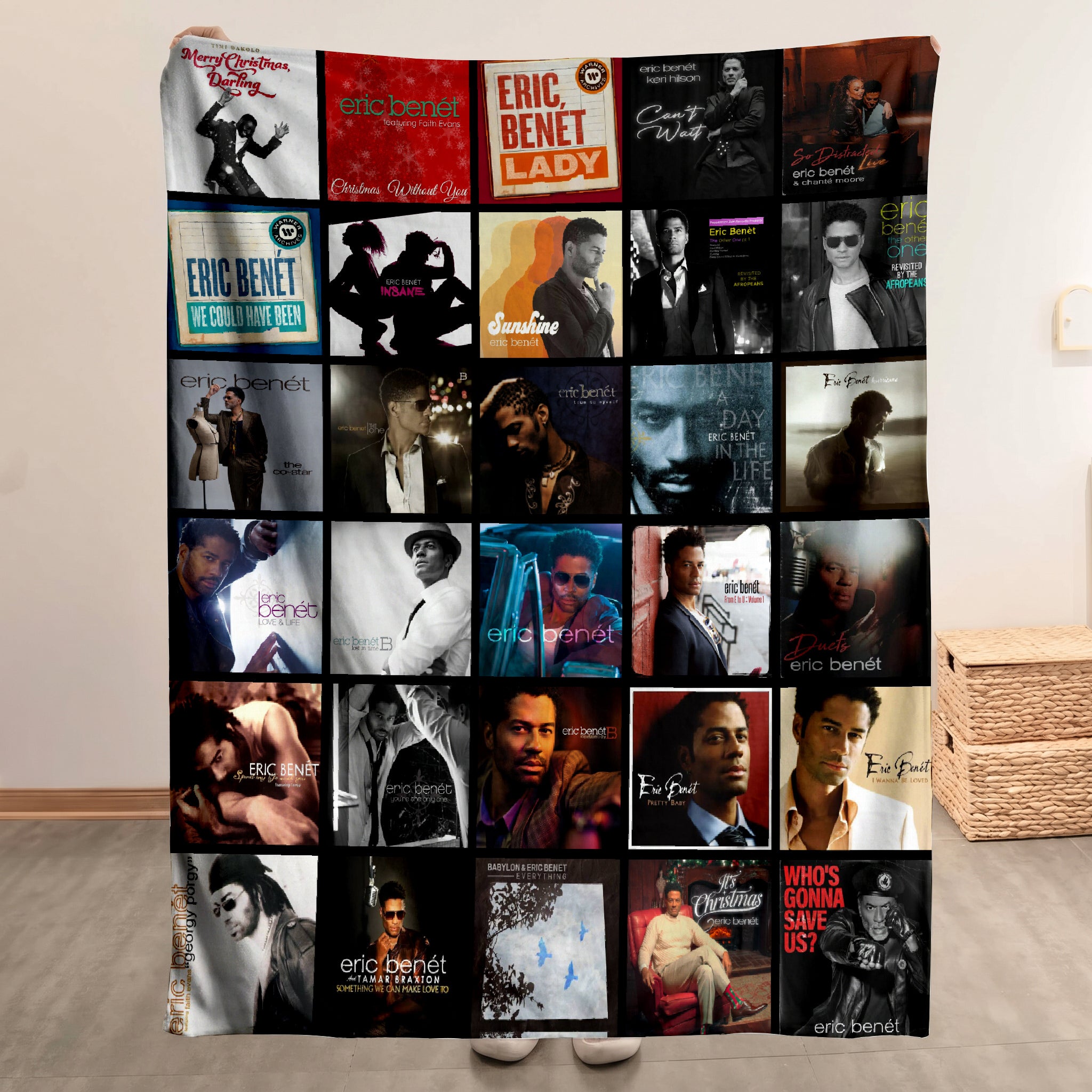 Eric Benet Merch Albums Collage Sherpa Blanket Gift For Neo Soul Lovers