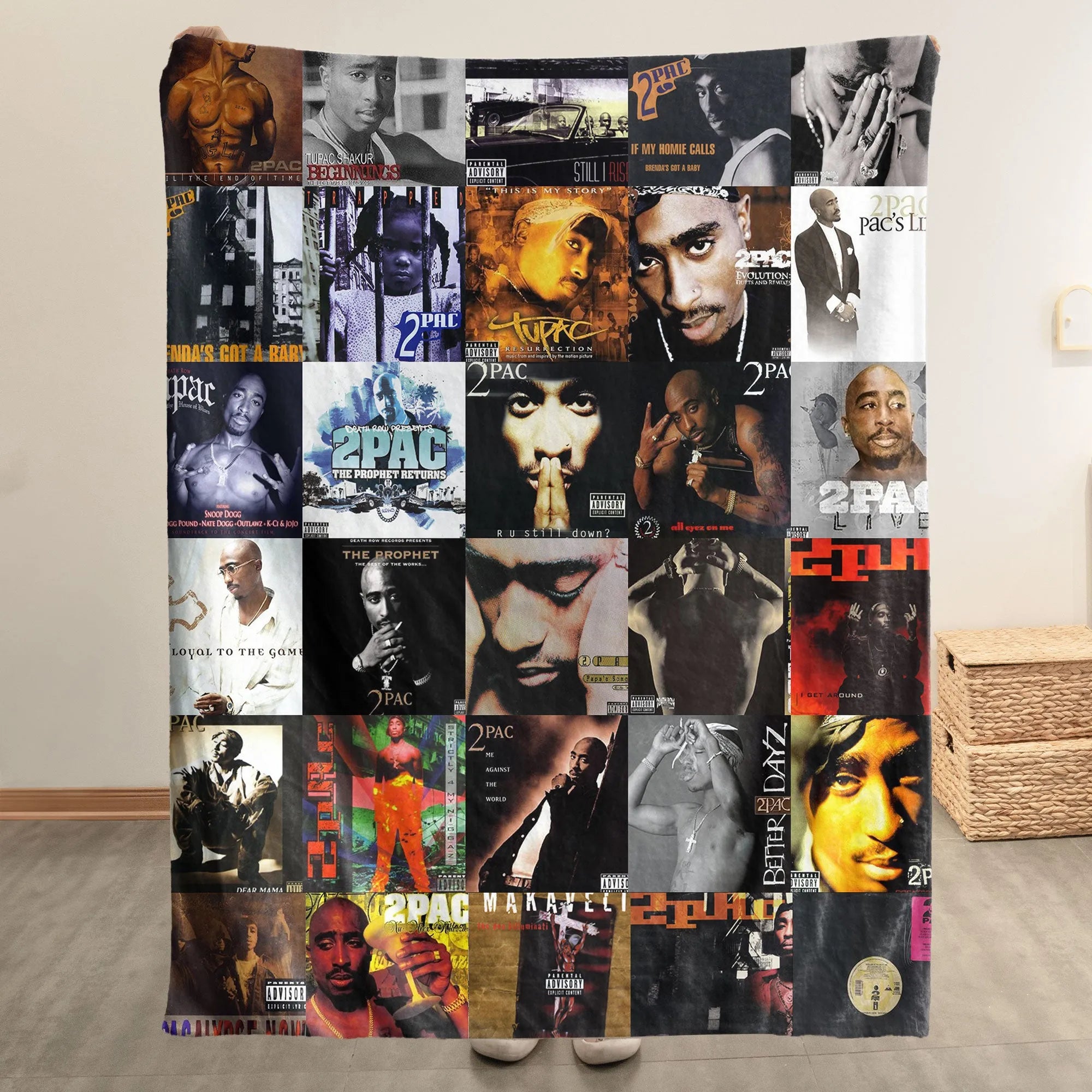 2Pac Merch West Coast Legend Album Art Sherpa Blanket Gift For Hip Hop Fans
