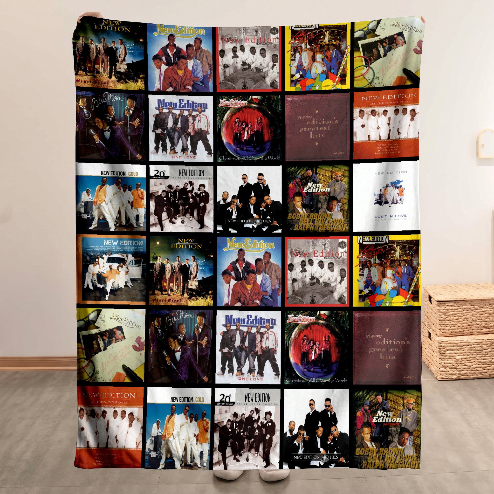 New Edition Merch Albums Collage Sherpa Blanket Gift For R And B Enthusiasts