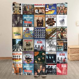 The Beatles Merch Albums Collage Sherpa Blanket Gift For British Invasion Fans