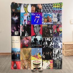 The Rolling Stones Merch Albums Collage Sherpa Blanket Gift For Rock Music Lovers