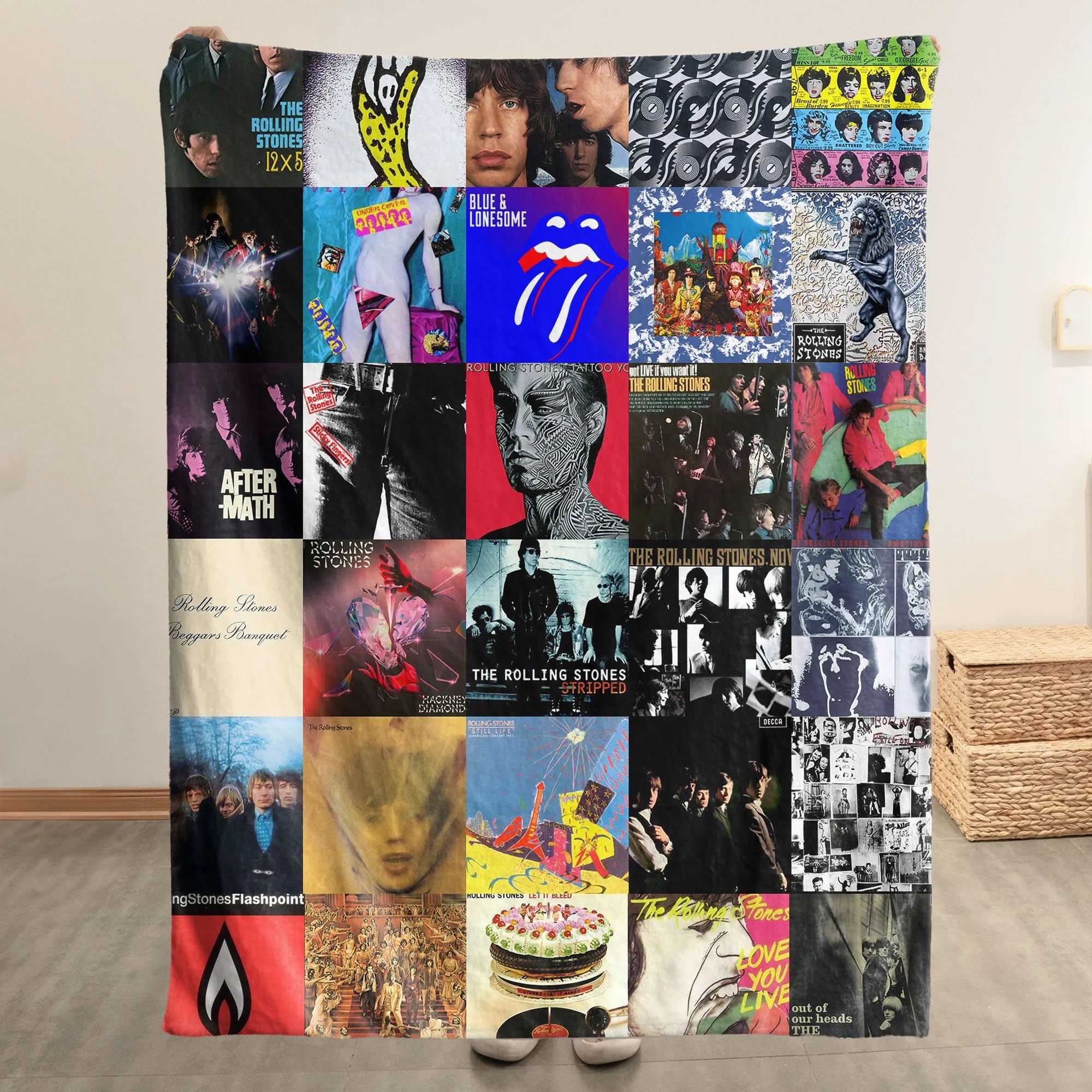 The Rolling Stones Merch Albums Collage Sherpa Blanket Gift For Rock Music Lovers