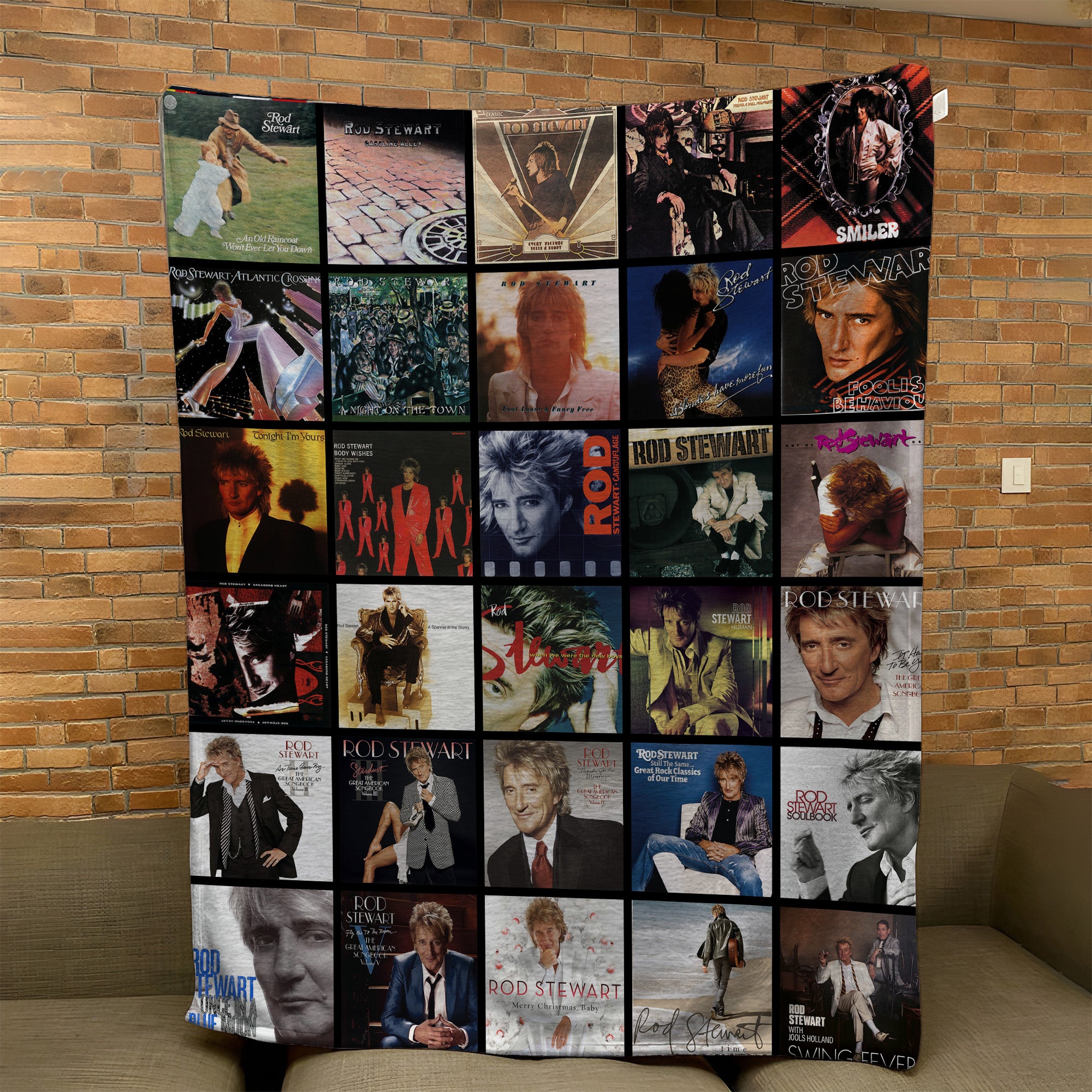 Rod Stewart Albums Collage Sherpa Blanket A Unique Christmas Find for All Fans