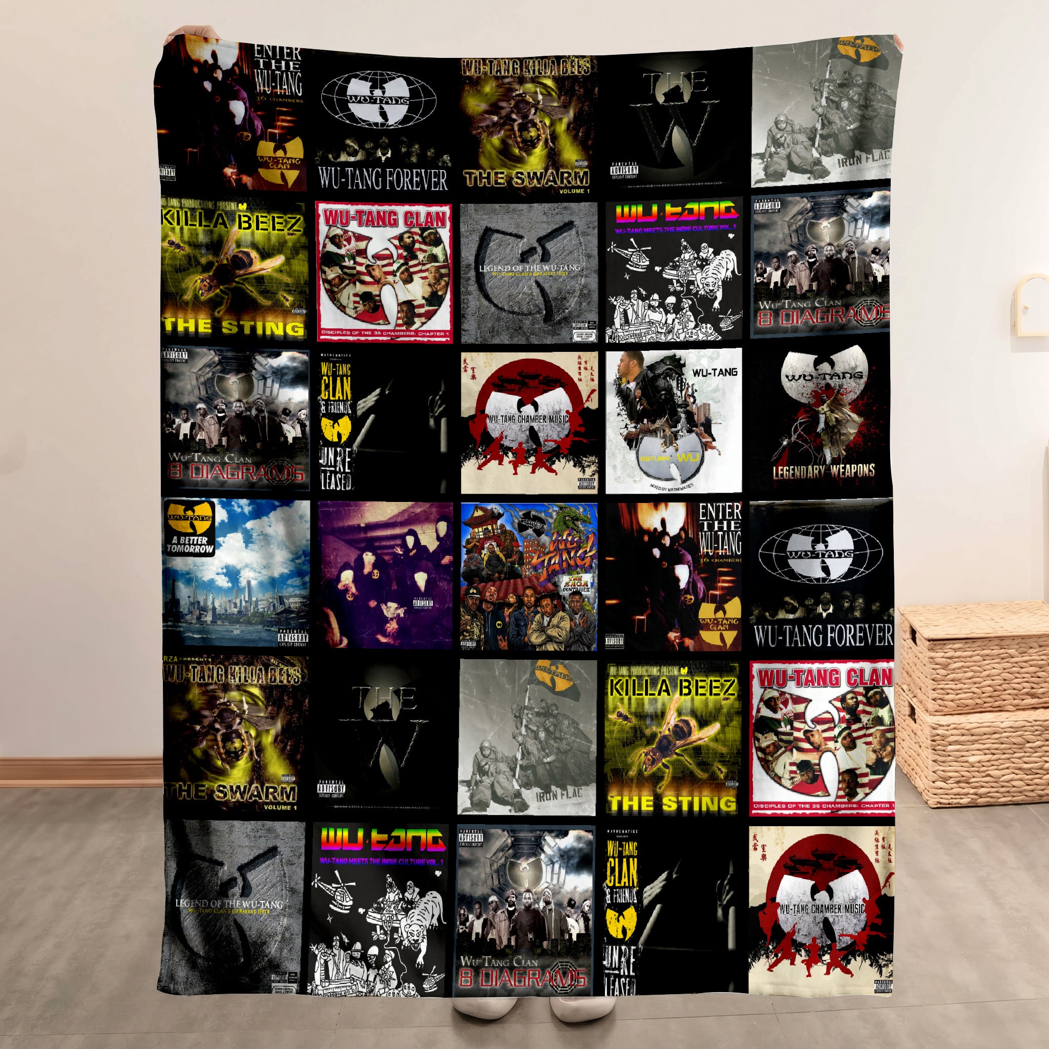 Wu-Tang Clan Merch Albums Collage Sherpa Blanket Gift For Hip Hop Enthusiasts
