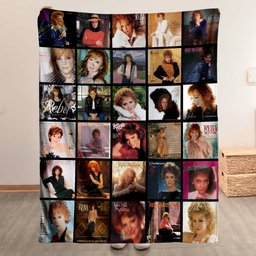 Reba McEntire Merch Albums Collage Sherpa Blanket Gift For Country Music Lovers