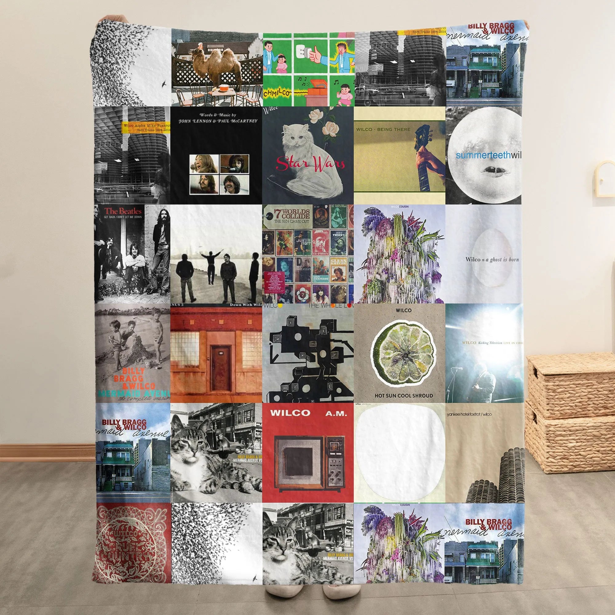 Wilco Merch Albums Collage Sherpa Blanket Gift For Alternative Rock Fans