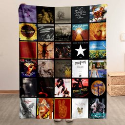 Stone Temple Pilots Merch Albums Collage Sherpa Blanket Gift For Grunge Fans