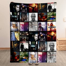 Usher Merch Albums Collage Sherpa Blanket Gift For R And B Lovers