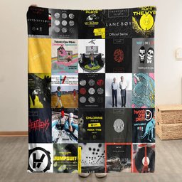 Twenty One Pilots Merch Albums Collage Sherpa Blanket Gift For Alternative Rock Fans