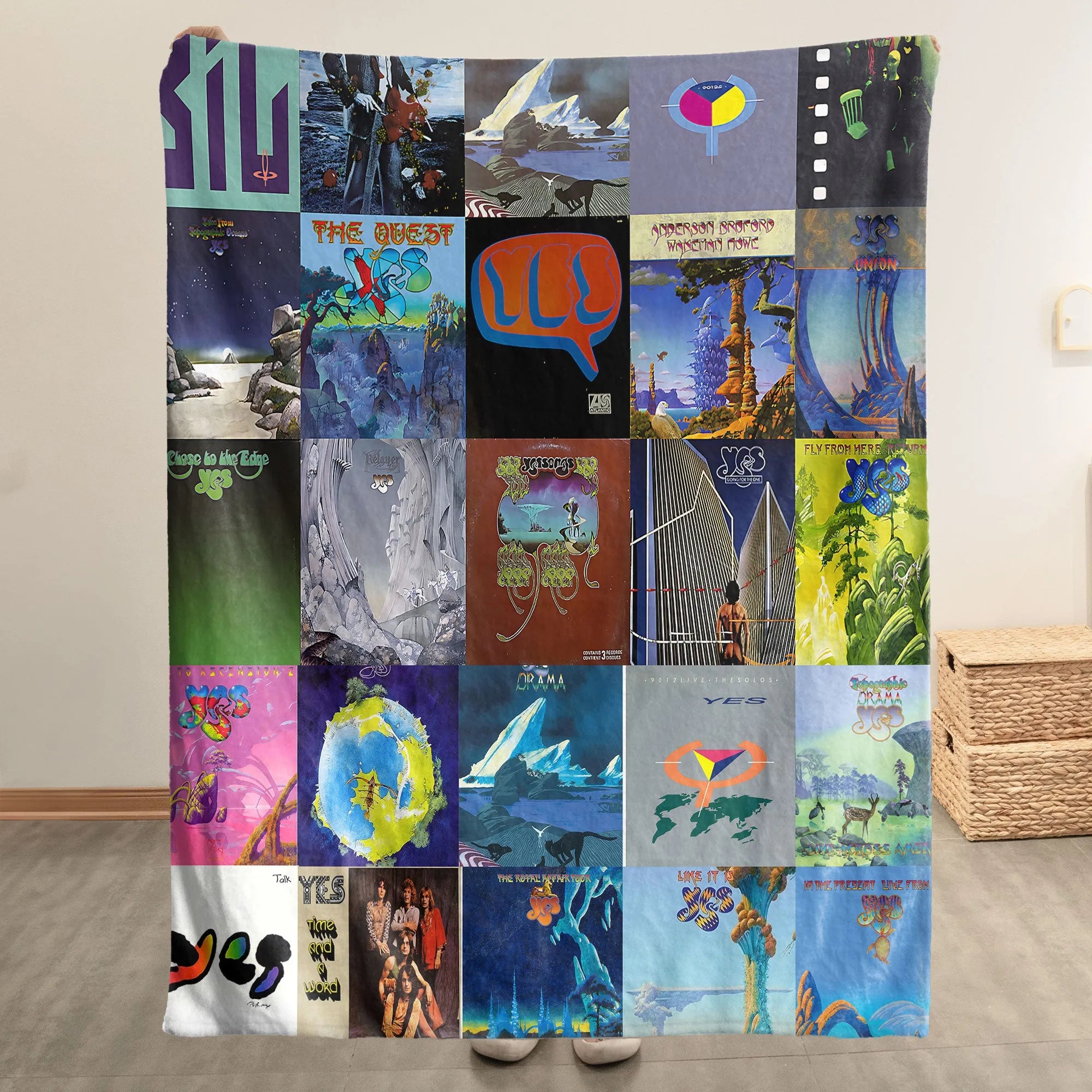 Yes Merch Albums Collage Sherpa Blanket Prog Rock Fans Gift Ideas