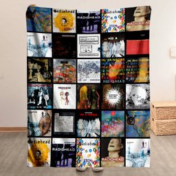 Radiohead Merch Albums Collage Sherpa Blanket Gift For Experimental Rock Fans