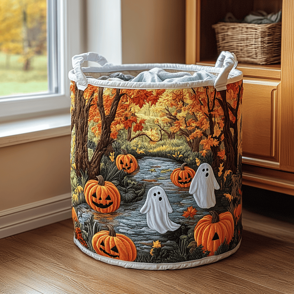Autumn Haunt Quilted Laundry Basket Thoughtful Housewarming Gift