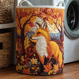 Autumn Fox Quilted Laundry Basket Halloween Merch Gift