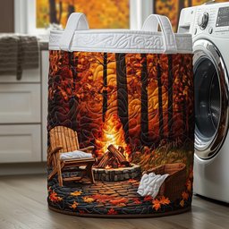Autumn Landscape Quilted Laundry Basket Merch For Him