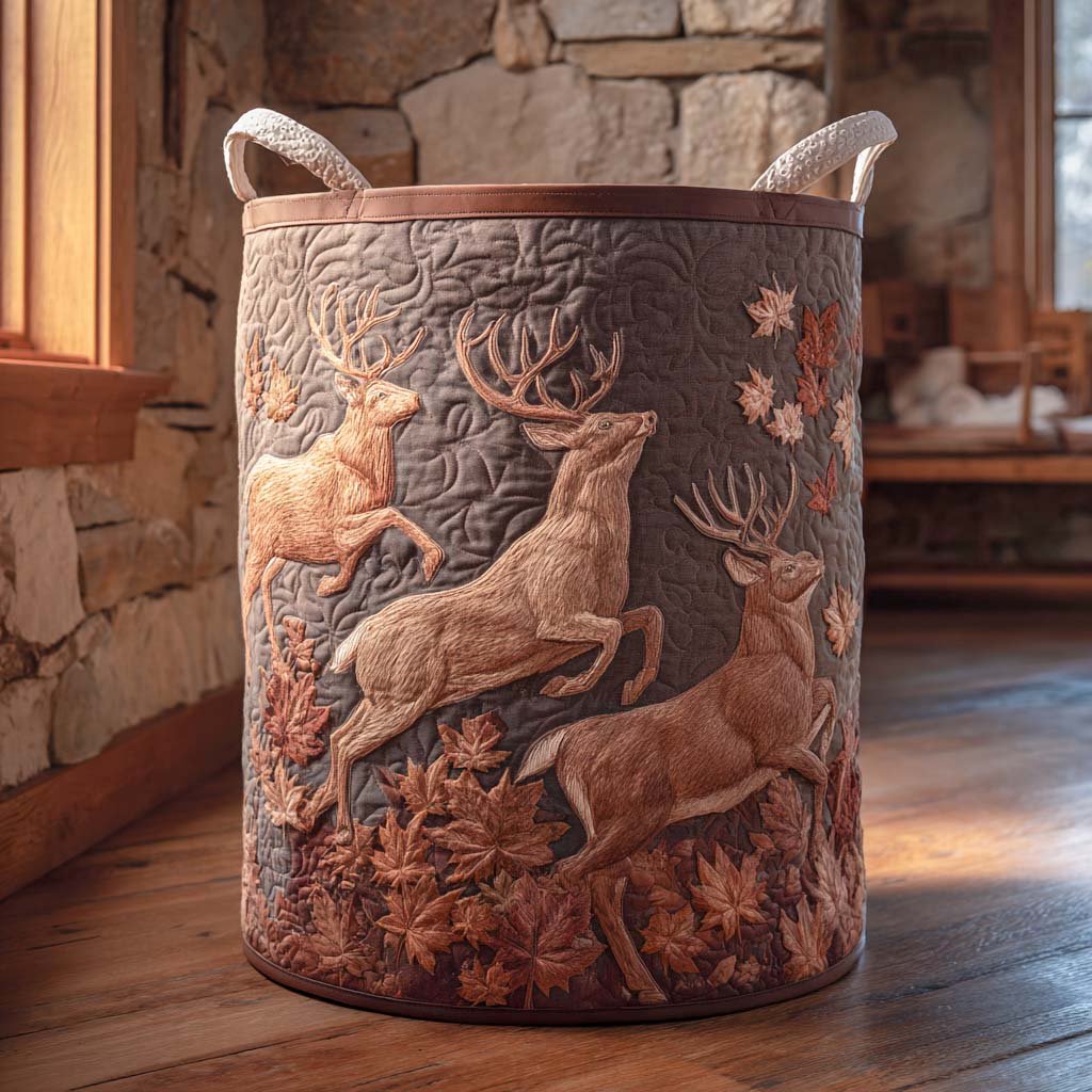 Autumn Antlers Quilted Laundry Basket Valentine�s Day Merch Gift