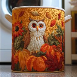 Autumn Owl Glow Quilted Laundry Basket Everyday Merch Choice