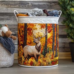 Autumn Elk Trail Quilted Laundry Basket Graduation Merch Gift