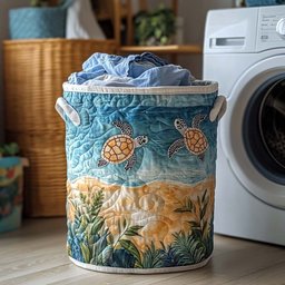Aqua Glide Quilted Laundry Basket Merch For Friends