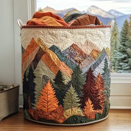 Autumn Peaks Quilted Laundry Basket Merch For Friends