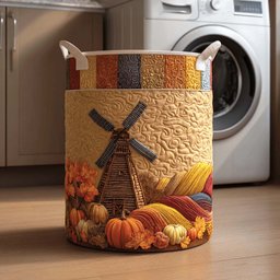 Autumn Breeze Fields Quilted Laundry Basket Father�s Day Merch Gift