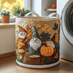 Autumn Gnome Quilted Laundry Basket Merch For Home And Living